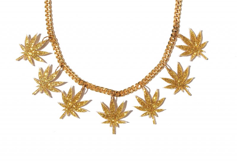 Gold Silver Mirror Multi Leaf Chronic Chain