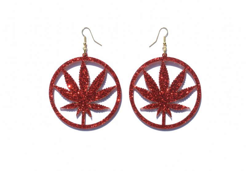 Red Glitter Chronic Hoop Earrings