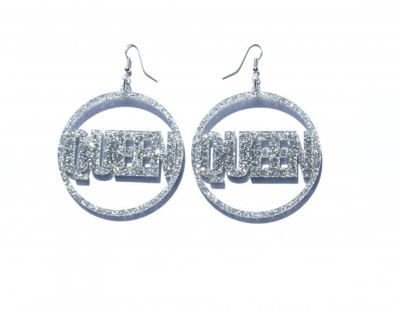 Gold Silver Queen Hoop Earrings