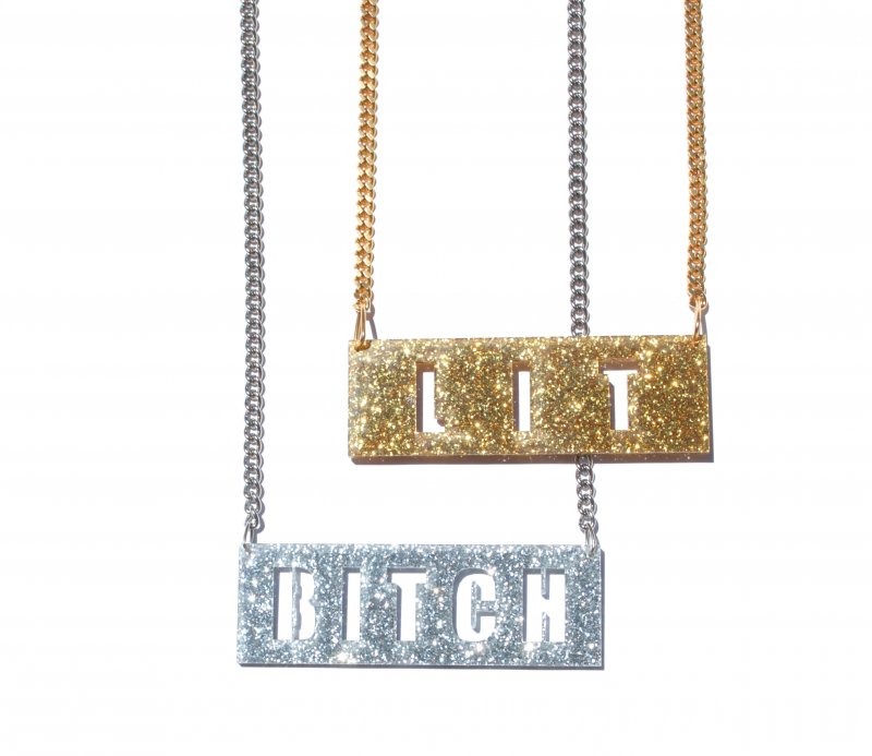 Silver Gold Lit Bitch Chain